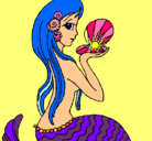 Dibujo Sirena y perla pintado por alinex
