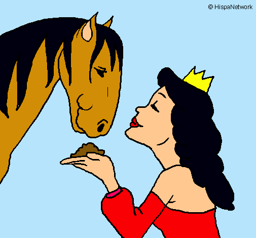 Dibujo Princesa y caballo pintado por andreabarragan