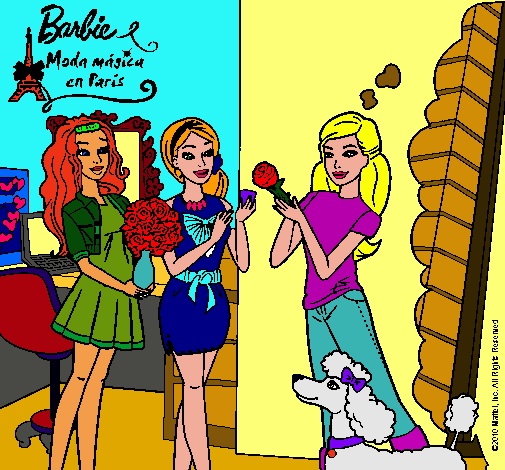 Dibujo Barbie de compras con sus amigas pintado por virupa