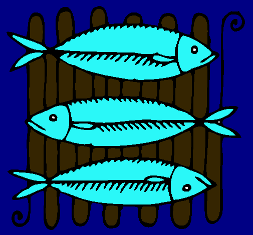 Dibujo Pescado a la brasa pintado por michelletp