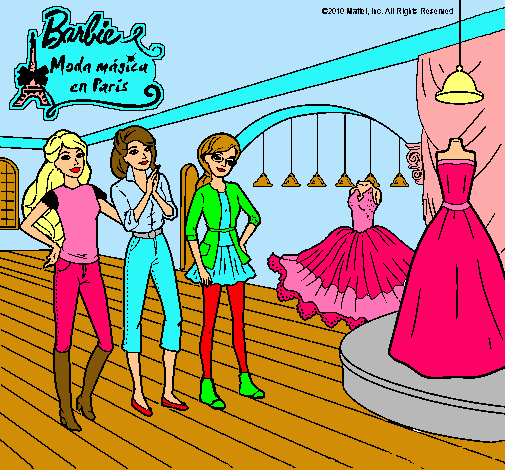 Dibujo Barbie mirando vestidos pintado por teresy