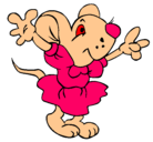 Dibujo Rata con vestido pintado por rosales