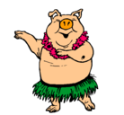Dibujo Cerdo hawaiano pintado por gordo