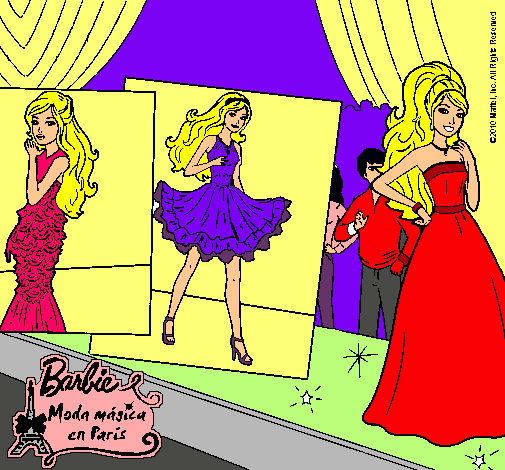 Dibujo Barbie, desfilando por la pasarela pintado por esrefy