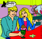 Dibujo Barbie y su amigo en la heladería pintado por dadi