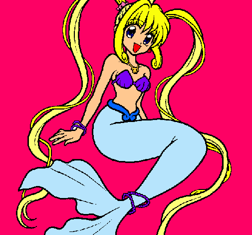 Dibujo Sirena con perlas pintado por alinex