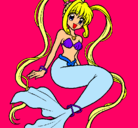 Dibujo Sirena con perlas pintado por alinex