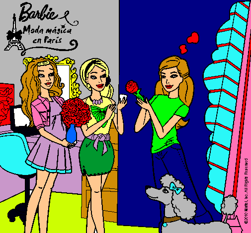 Dibujo Barbie de compras con sus amigas pintado por guti