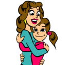 Dibujo Madre e hija abrazadas pintado por areymimarchena