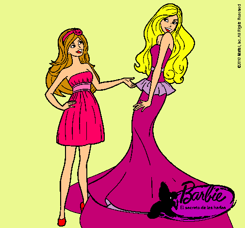 Dibujo Barbie estrena vestido pintado por Loren