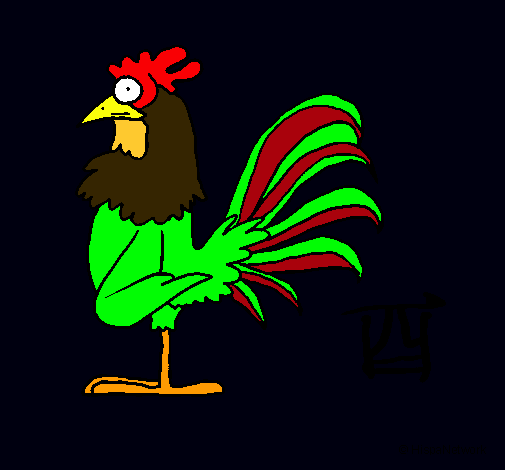 Dibujo Gallo pintado por Josema