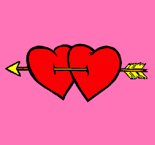 Dibujo Dos corazones con una flecha pintado por marlen