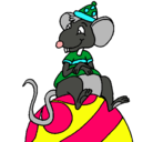 Dibujo Ratón encima de pelota pintado por mouse