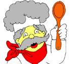 Dibujo Chef con bigote pintado por cocinero