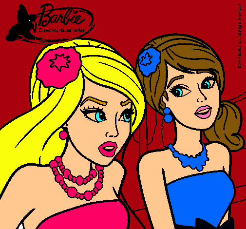 Dibujo Barbie y su amiga pintado por amalia