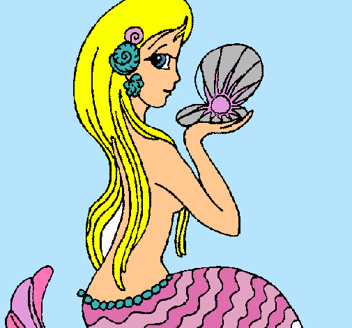 Dibujo Sirena y perla pintado por marlen