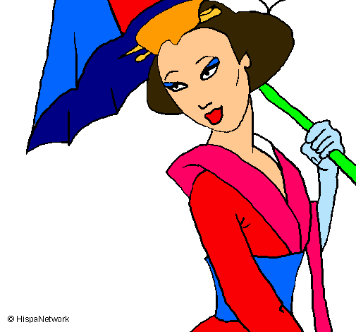 Dibujo Geisha con paraguas pintado por jorgenrique