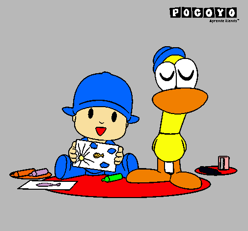 Dibujo Pocoyó y Pato pintado por tesa