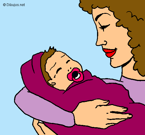 Dibujo Madre con su bebe II pintado por agata