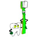 Dibujo Muela y cepillo de dientes pintado por angeladelia1603