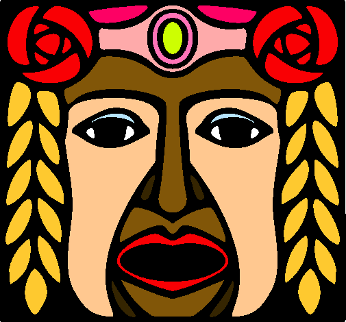 Dibujo Máscara Maya pintado por jone