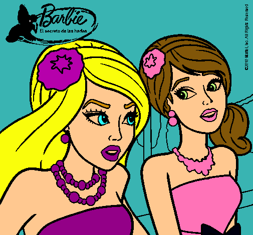 Dibujo Barbie y su amiga pintado por amalia