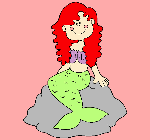 Dibujo Sirena sentada en una roca pintado por LucyVega22