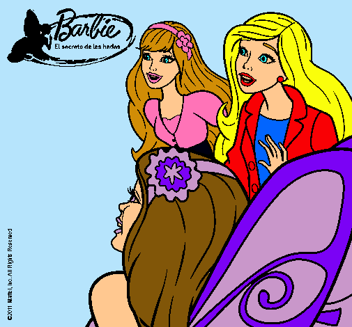 Dibujo Barbie y sus amigas sorprendidas pintado por amalia