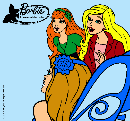 Dibujo Barbie y sus amigas sorprendidas pintado por amalia