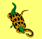 Dibujo Anaconda y caimán pintado por serpiente