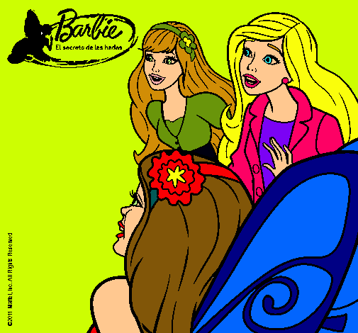 Dibujo Barbie y sus amigas sorprendidas pintado por amalia