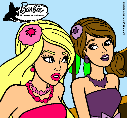 Dibujo Barbie y su amiga pintado por baile 