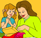 Dibujo Madre e hija pintado por valer