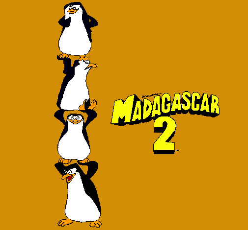 Dibujo Madagascar 2 Pingüinos pintado por jics