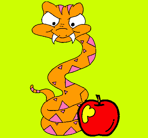Dibujo Serpiente y manzana pintado por LucyVega22