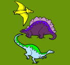 Dibujo Tres clases de dinosaurios pintado por dinosaurios