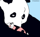 Dibujo Oso panda con su cria pintado por Lau-apple