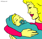 Dibujo Madre con su bebe II pintado por karlita_j
