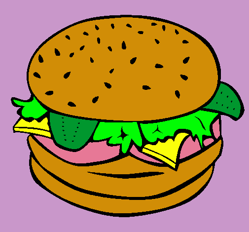 Dibujo Hamburguesa completa pintado por ali10