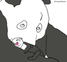 Dibujo Oso panda con su cria pintado por pandaysuhijo