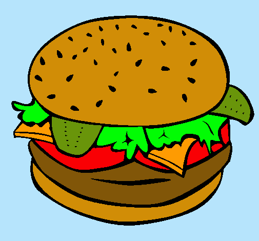 Dibujo Hamburguesa completa pintado por jazmille