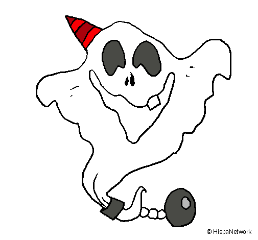Dibujo Fantasma con sombrero de fiesta pintado por 13miguel