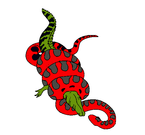Dibujo Anaconda y caimán pintado por lukitas