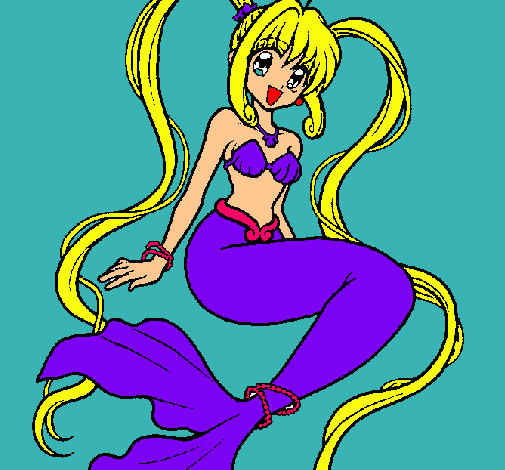 Dibujo Sirena con perlas pintado por jorgecolors