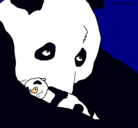 Dibujo Oso panda con su cria pintado por pekita