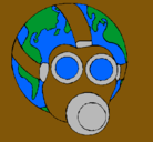 Dibujo Tierra con máscara de gas pintado por laptopcila