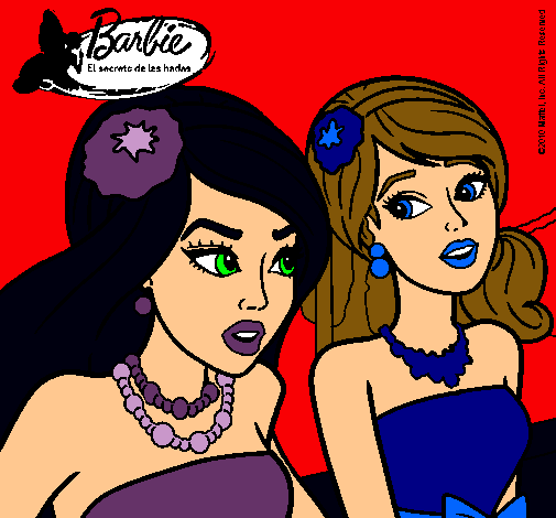 Dibujo Barbie y su amiga pintado por estrella24