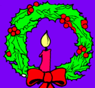Dibujo Corona de navidad y una vela pintado por ronexys
