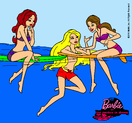 Dibujo Barbie y sus amigas pintado por --sara--