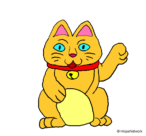 Dibujo Gato de la suerte pintado por saltinbanki